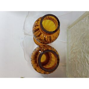 Vintage Amber Hurricane Glass Lamp Shade 6" Tall 2 in the Set